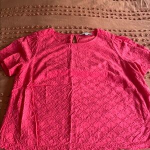 LOFT Coral Eyelet Blouse